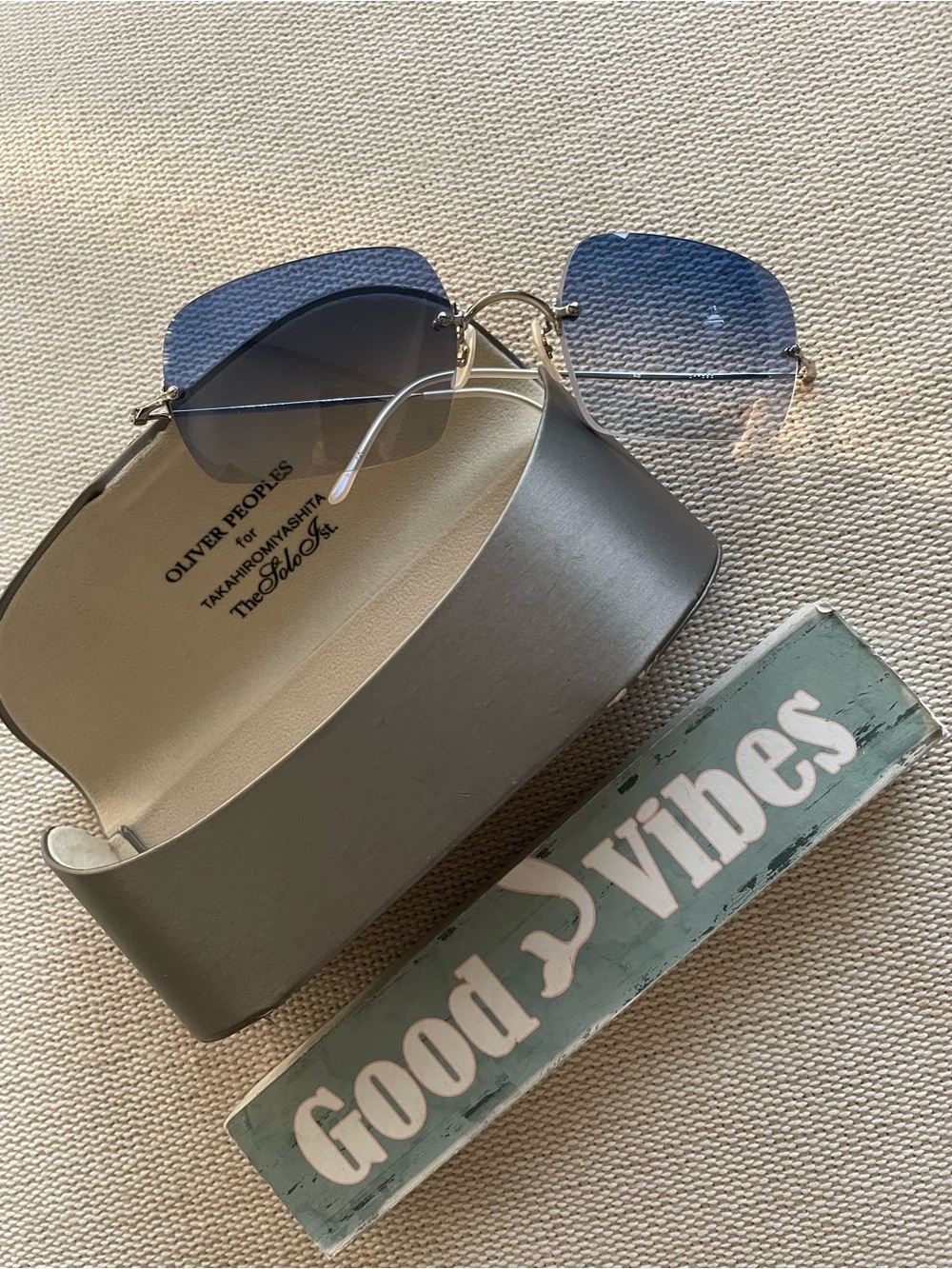 Oliver Peoples Takahiromiyashita The Soloist Blue Rimless Sunglasses *RARE*
